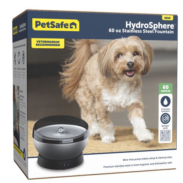 PetSafe HydroSphere 60oz Stainless Steel Pet Fountain - Happy Hounds Pet Supply