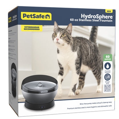 PetSafe HydroSphere 60oz Stainless Steel Pet Fountain