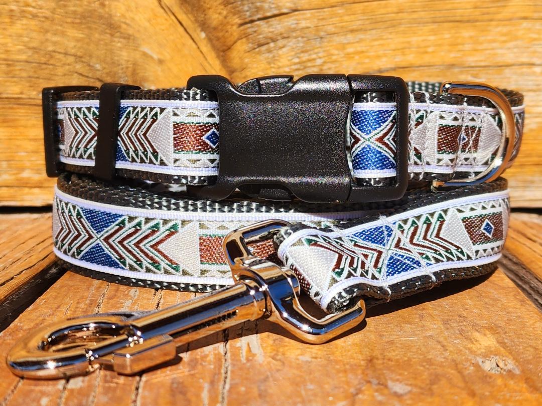 Rocky Mtn Hound Gray Southwest Dog Collars and Leashes - Happy Hounds Pet Supply