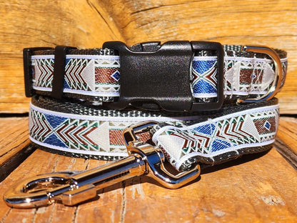 Rocky Mtn Hound Gray Southwest Dog Collars and Leashes - Happy Hounds Pet Supply