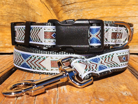 Rocky Mtn Hound Gray Southwest Dog Collars and Leashes - Happy Hounds Pet Supply