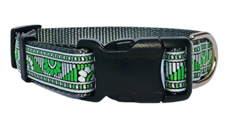 Rocky Mtn Hound Green Aztec Dog Collars and Leashes - Happy Hounds Pet Supply