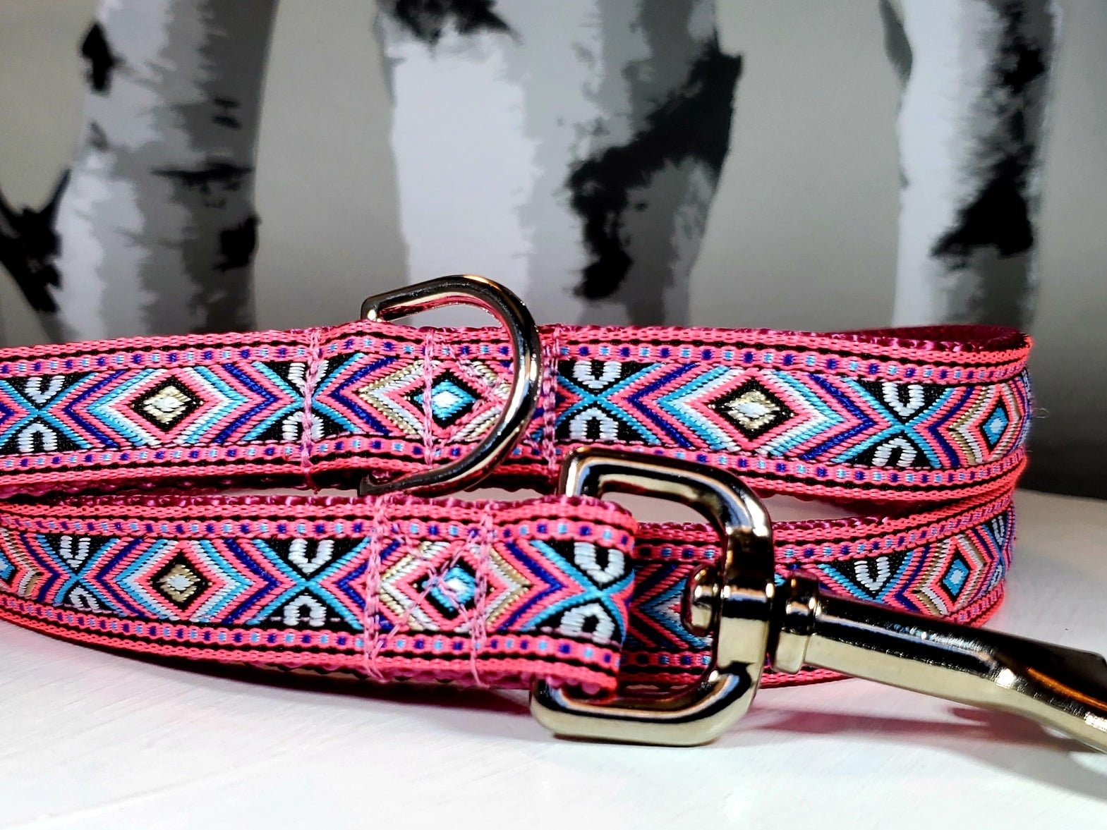 Rocky Mtn Hound Pink Southwest Dog Collars and Leashes - Happy Hounds Pet Supply