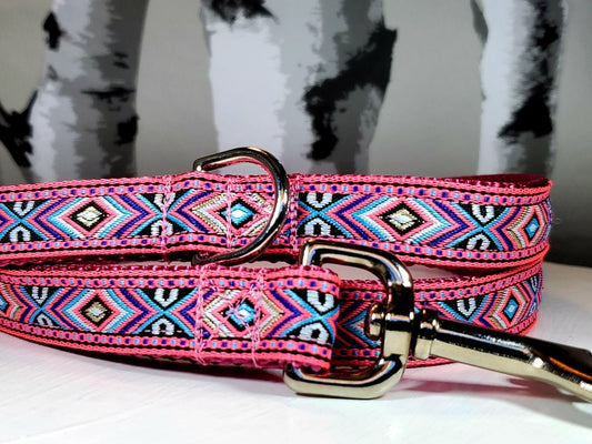 Rocky Mtn Hound Pink Southwest Dog Collars and Leashes - Happy Hounds Pet Supply