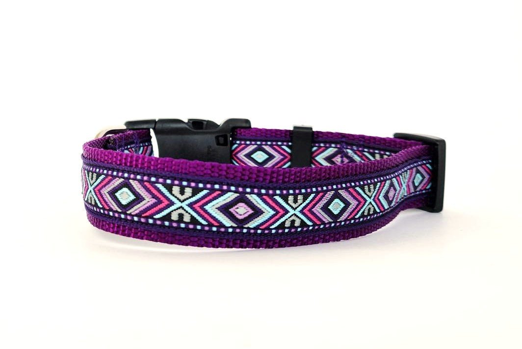 Rocky Mtn Hound Purple Southwest Dog Collars and Leashes - Happy Hounds Pet Supply