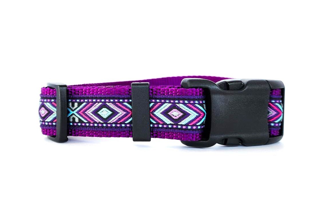 Rocky Mtn Hound Purple Southwest Dog Collars and Leashes - Happy Hounds Pet Supply