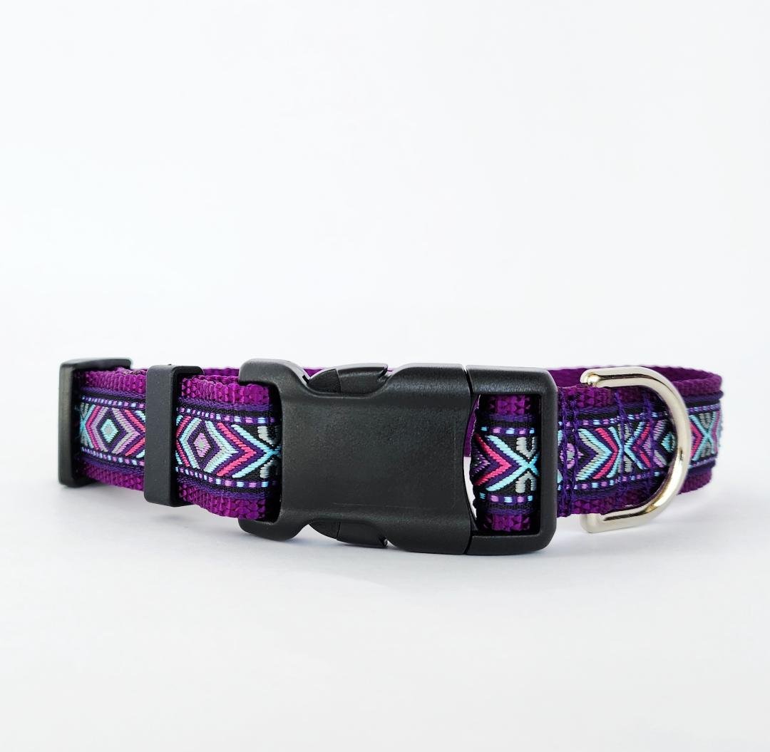 Rocky Mtn Hound Purple Southwest Dog Collars and Leashes - Happy Hounds Pet Supply