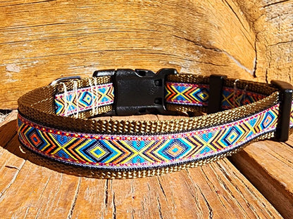 Rocky Mtn Hound Tan Southwest Dog Collars and Leashes - Happy Hounds Pet Supply