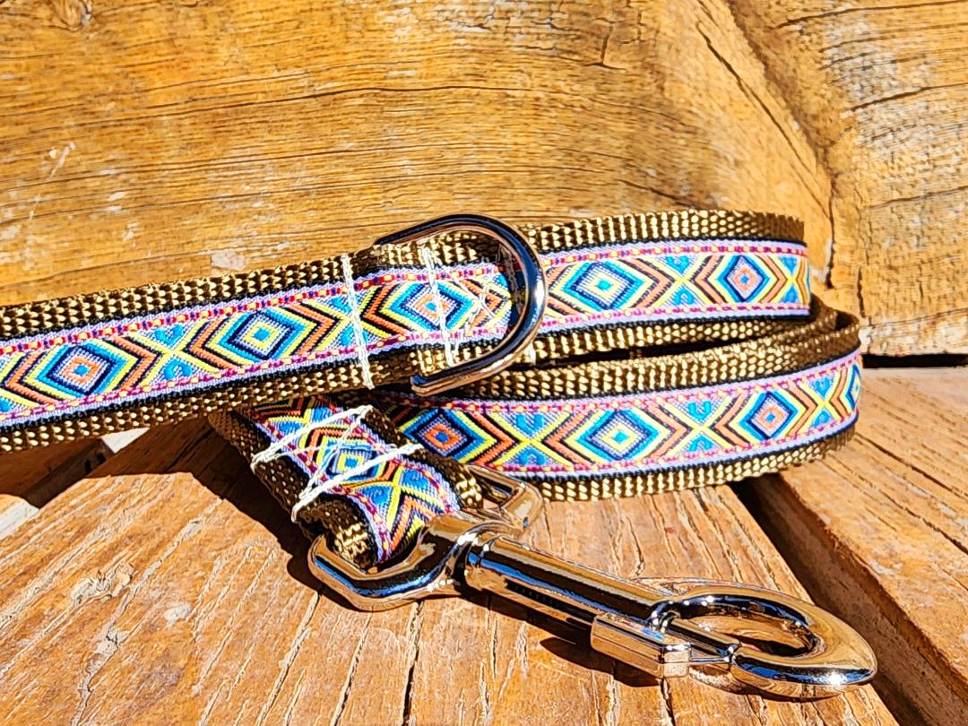 Rocky Mtn Hound Tan Southwest Dog Collars and Leashes - Happy Hounds Pet Supply
