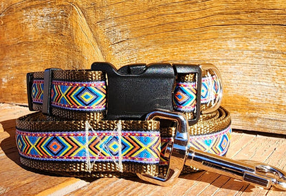 Rocky Mtn Hound Tan Southwest Dog Collars and Leashes - Happy Hounds Pet Supply