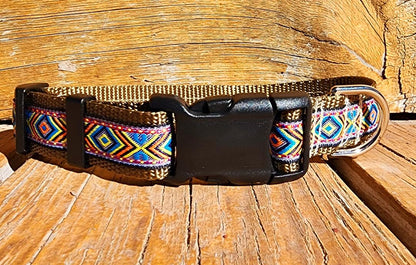 Rocky Mtn Hound Tan Southwest Dog Collars and Leashes - Happy Hounds Pet Supply