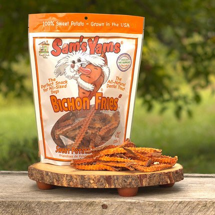 Sam's Yams Crinkle Cut Sweet Potato "Bichon Fries" 9oz Bag - Happy Hounds Pet Supply