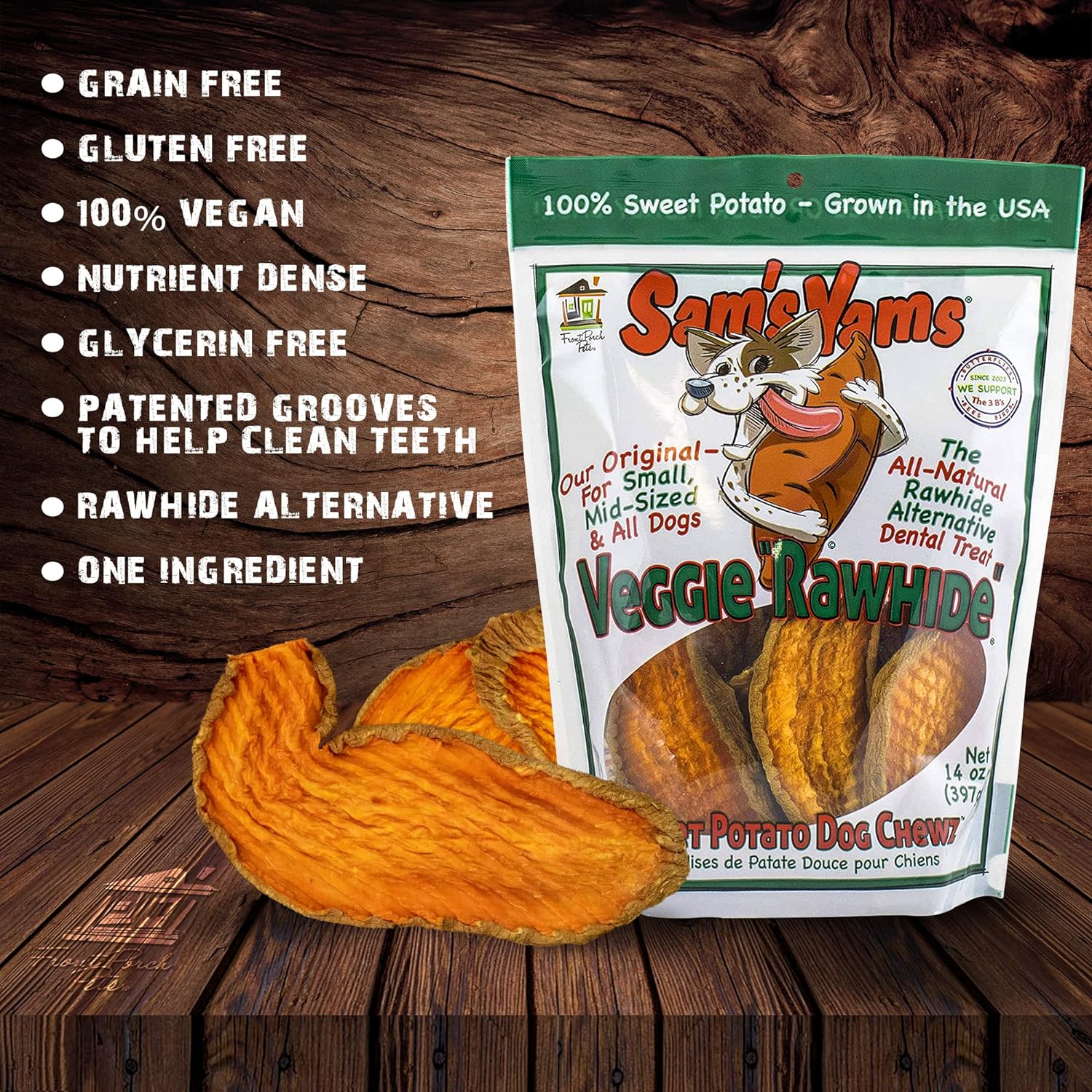 Sam's Yams Crinkle Cut Sweet Potato "Veggie Rawhide" - Happy Hounds Pet Supply