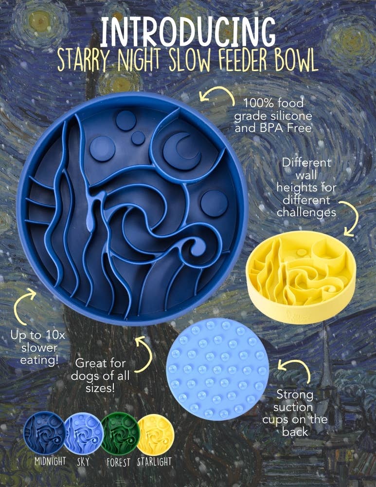 Starry Night Slow Feeder Bowl - Happy Hounds Pet Supply