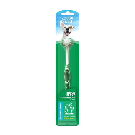 TropiClean Fresh Breath Triple Flex Toothbrush for Dogs - Happy Hounds Pet Supply