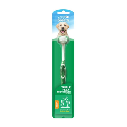 TropiClean Fresh Breath Triple Flex Toothbrush for Dogs - Happy Hounds Pet Supply