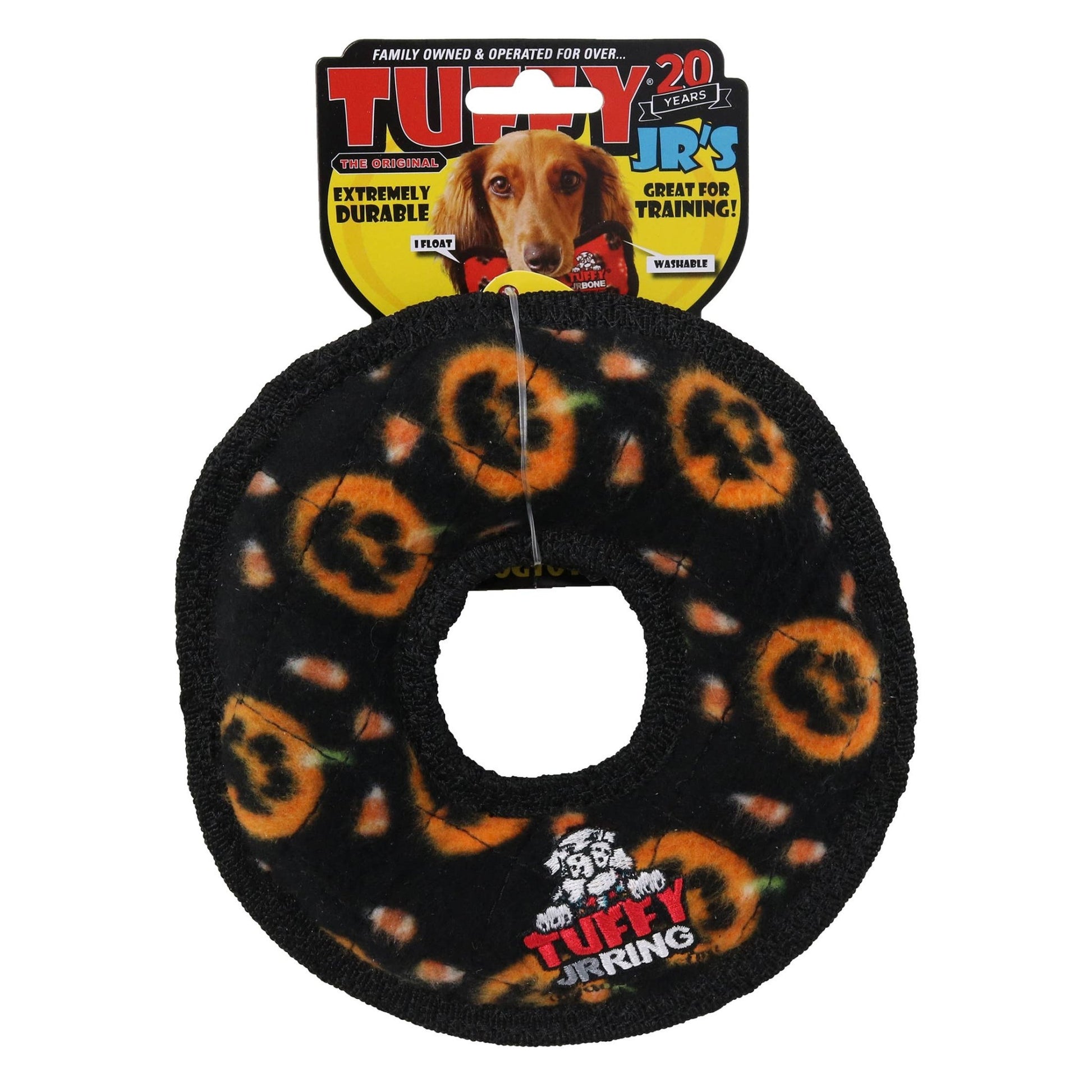 Tuffy Holiday Jr Ring Pumpkin, Durable Squeaky Dog Toy - Happy Hounds Pet Supply