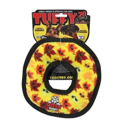 Tuffy Holiday Medium Ring Leaves, Durable Squeaky Dog Toy - Happy Hounds Pet Supply