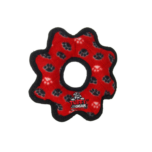 Tuffy Jr Gear Ring - Red Paw, Durable, Squeaky Dog Toy - Happy Hounds Pet Supply