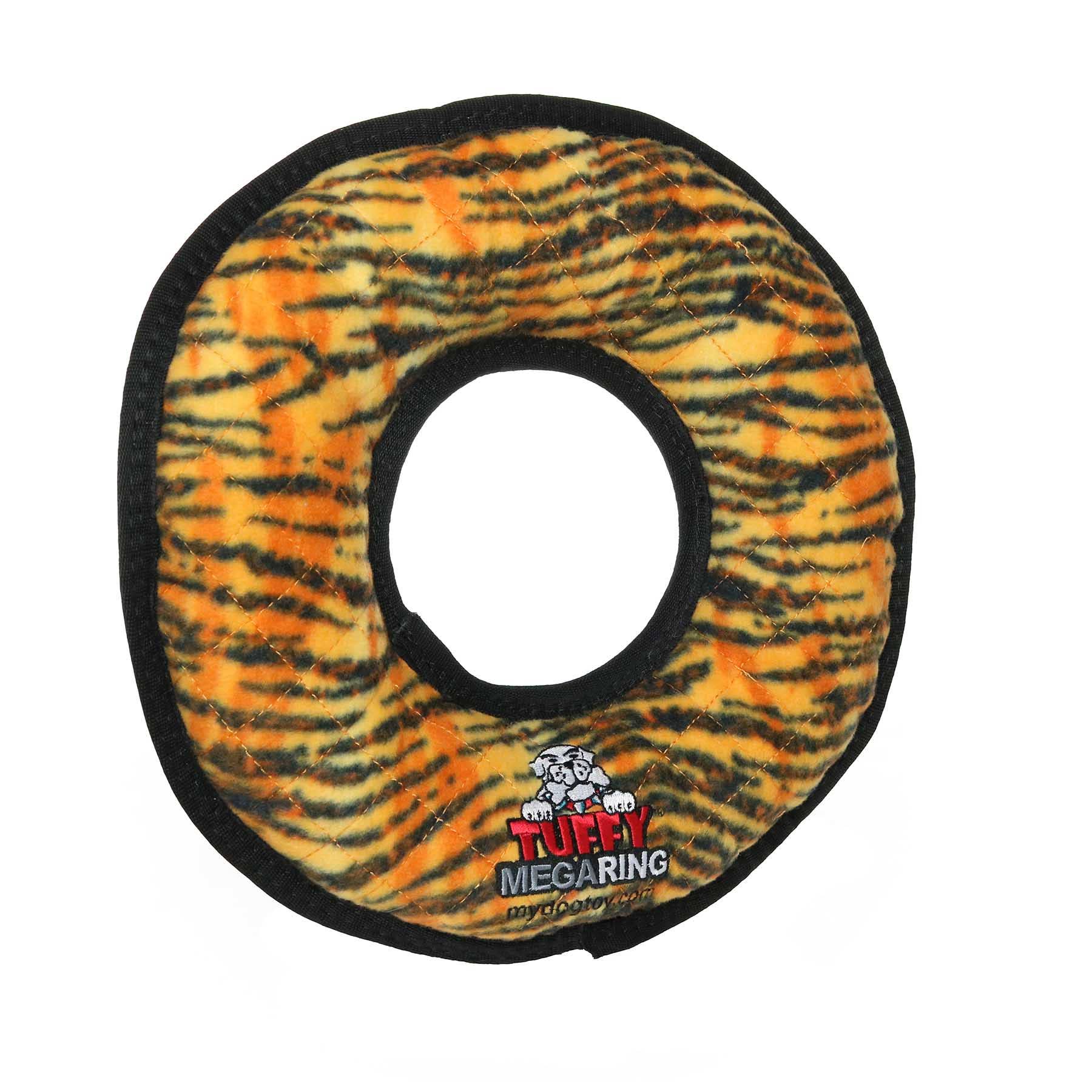 Tuffy Mega Ring Tiger, Durable, Tough, Squeaky Dog Toy - Happy Hounds Pet Supply