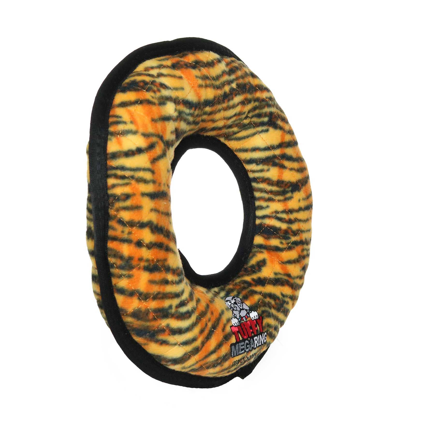 Tuffy Mega Ring Tiger, Durable, Tough, Squeaky Dog Toy - Happy Hounds Pet Supply