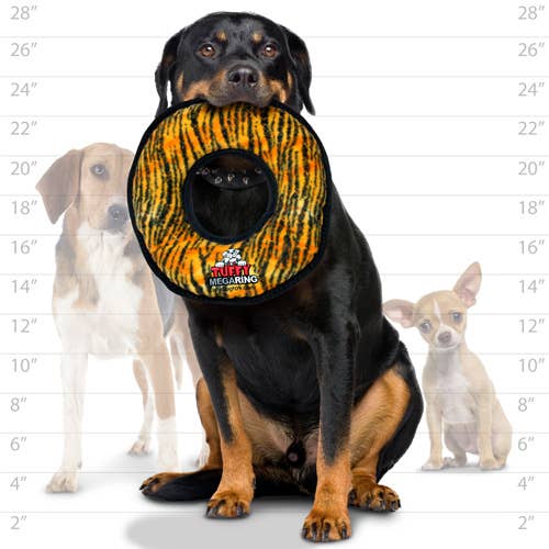 Tuffy Mega Ring Tiger, Durable, Tough, Squeaky Dog Toy - Happy Hounds Pet Supply