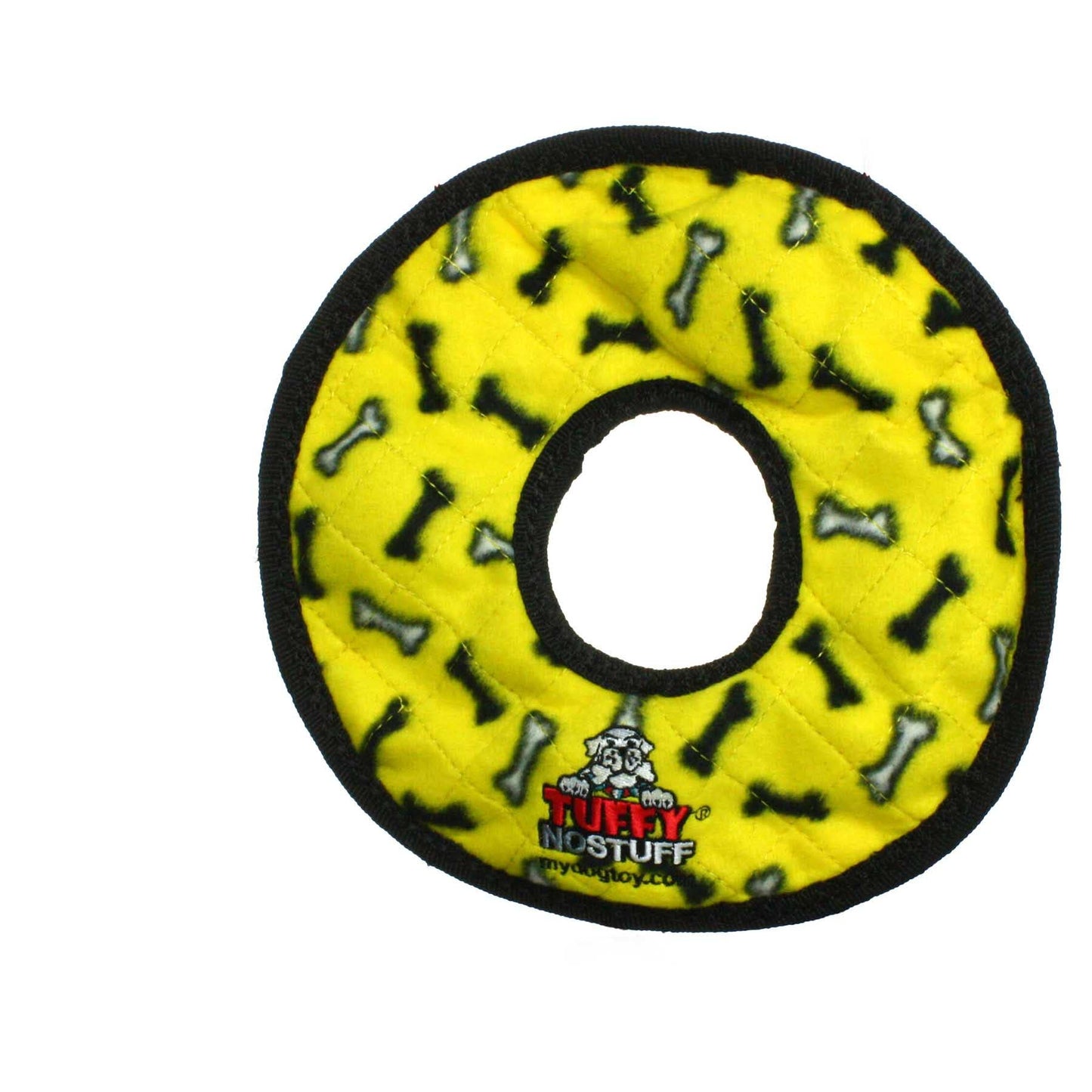 Tuffy No Stuff Ultimate Ring - Yellow, Squeaky Dog Toy - Happy Hounds Pet Supply