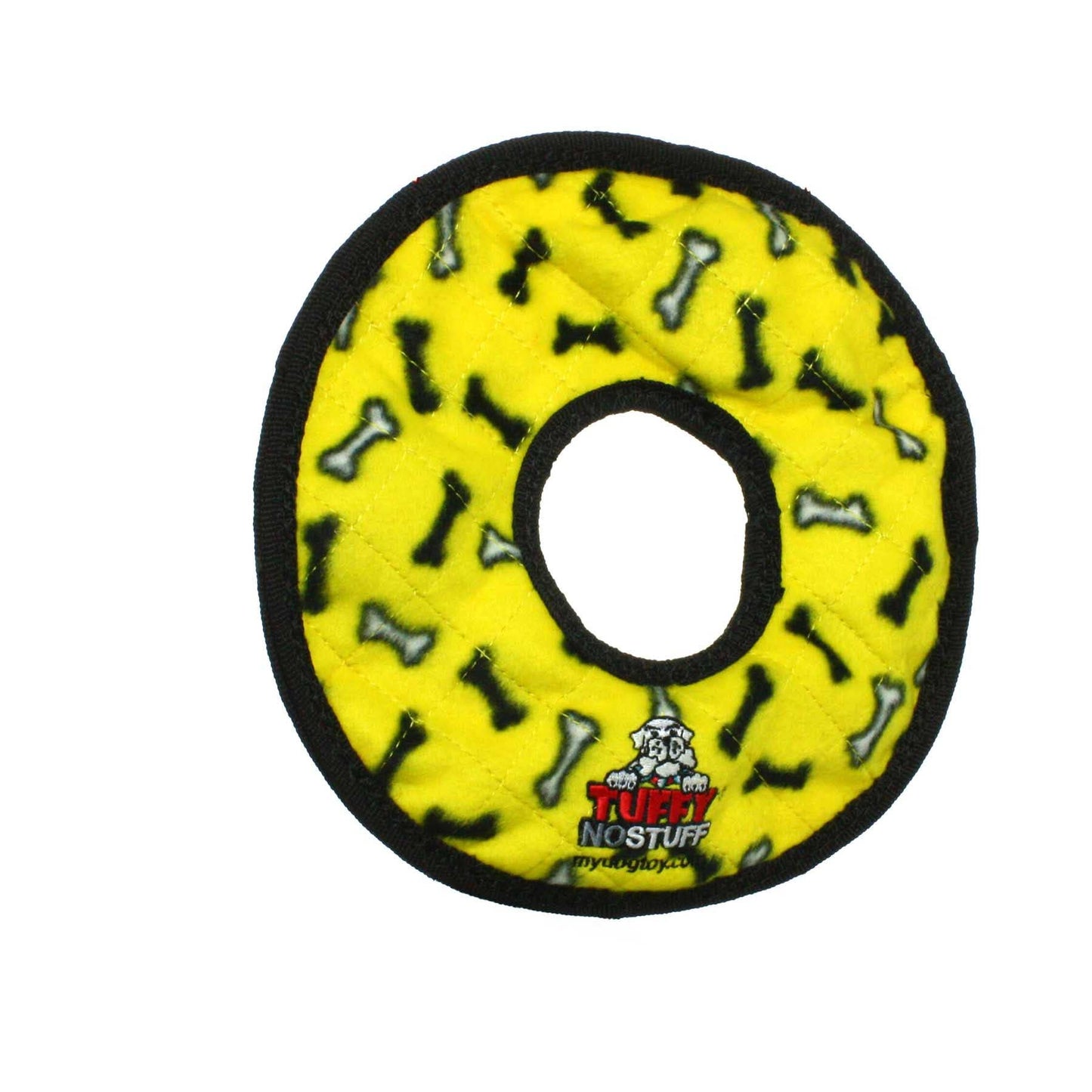 Tuffy No Stuff Ultimate Ring - Yellow, Squeaky Dog Toy - Happy Hounds Pet Supply