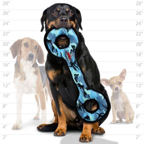 Tuffy Ultimate Tug - O - War - Camo Blue, Squeaky Dog Toy - Happy Hounds Pet Supply