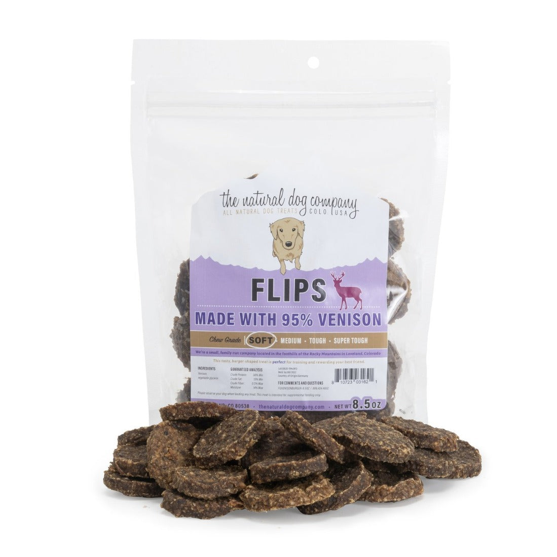 TNDC Flips 95% Dog Treats Venison