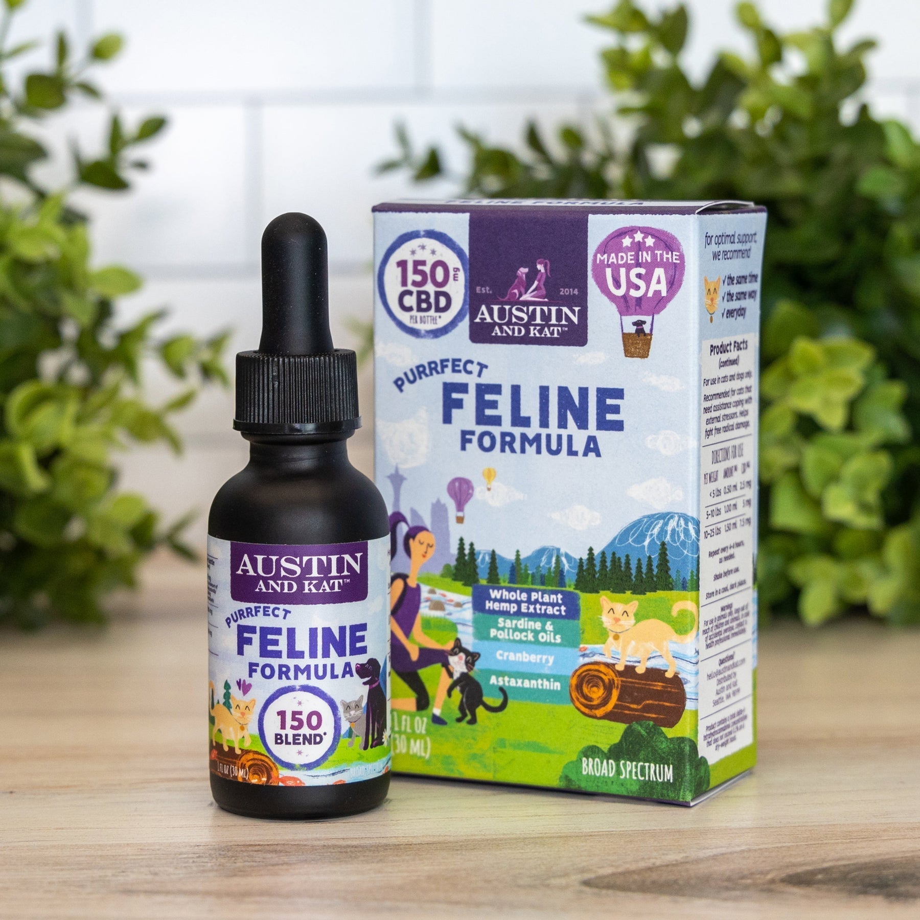 Austin and Kat Hemp Tinctures for Dogs and Cats Purrfect Feline 150mg