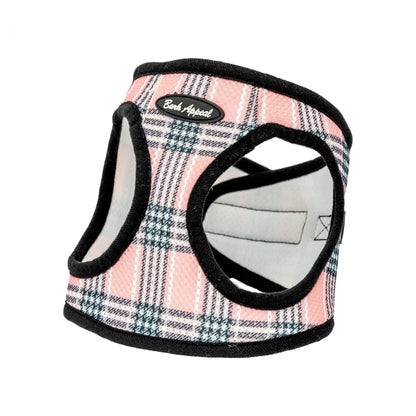 Bark Appeal Mesh Step-In Harness Pink Plaid