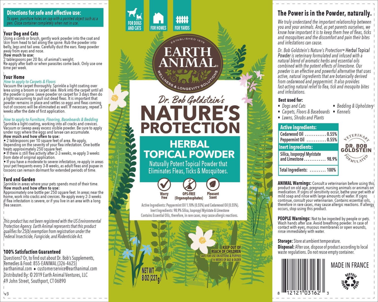 Earth Animal Herbal Flea and Tick Topical Powder