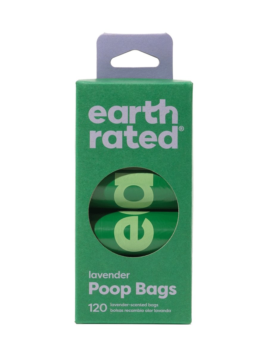 Earth Rated Poop Bags and Dispensers 120 refill bags (8 rolls) Lavender
