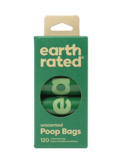 Earth Rated Poop Bags and Dispensers 120 refill bags (8 rolls) Unscented