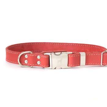 Euro Dog Quick Release Leather Collars Coral