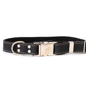 Euro Dog Quick Release Leather Collars Black