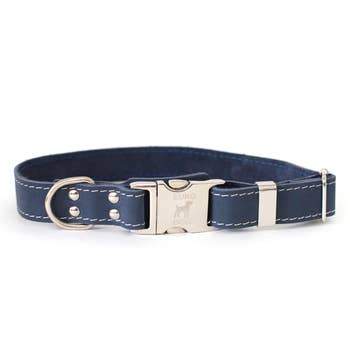 Euro Dog Quick Release Leather Collars Blue