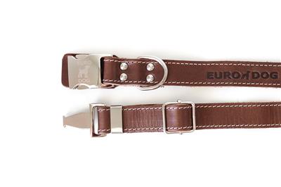 Euro Dog Quick Release Leather Collars Chocolate