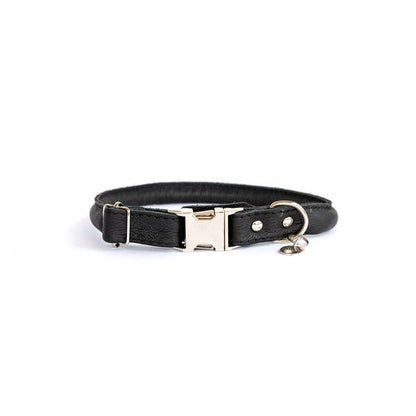 Euro Dog Quick Release Rolled Leather Collars Black