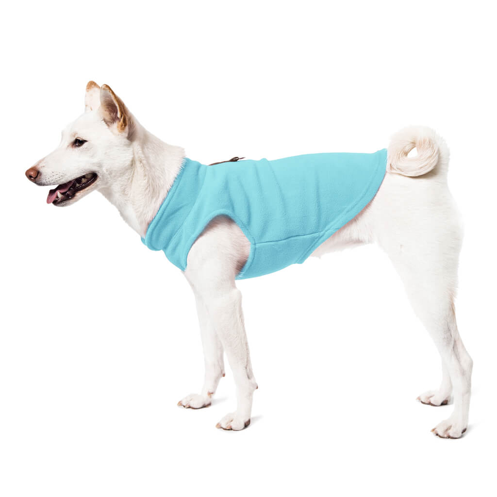 Gooby Fleece Vest with harness Turquoise