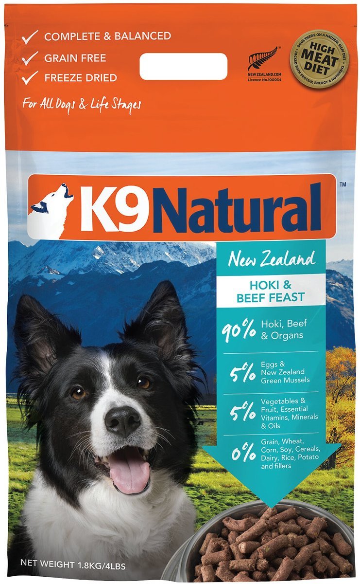 K9 Naturals Freeze Dried Dry Dog Food Hoki & Beef 4lbs