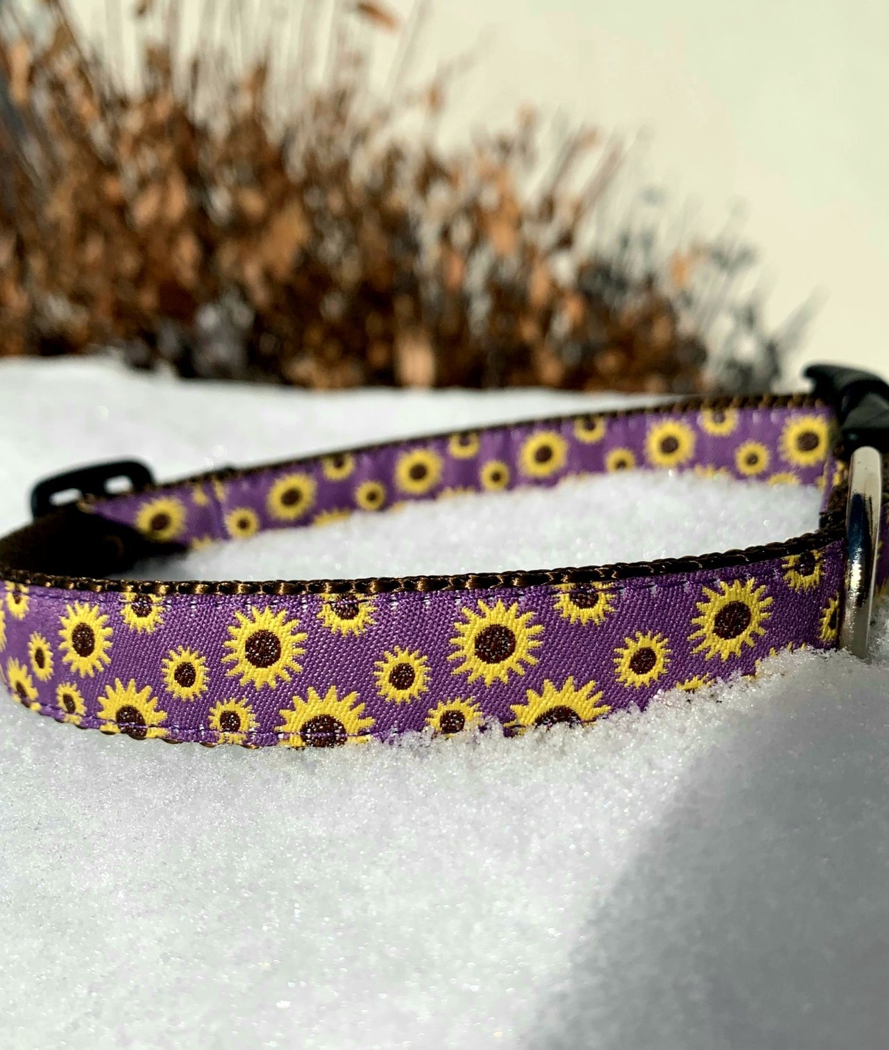 Kady's Kollars Dog Collars Small Purple Sunflower
