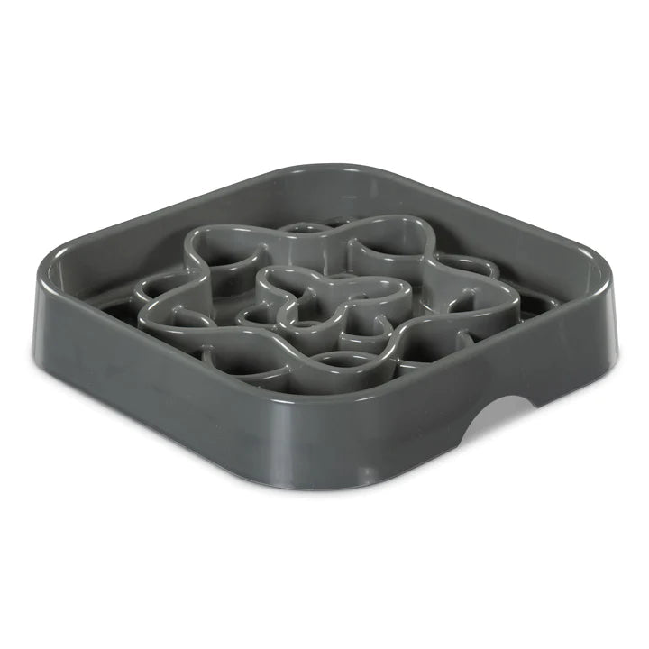 Messy Mutts and Cats Interactive Slow Feeder Bowls Square Grey