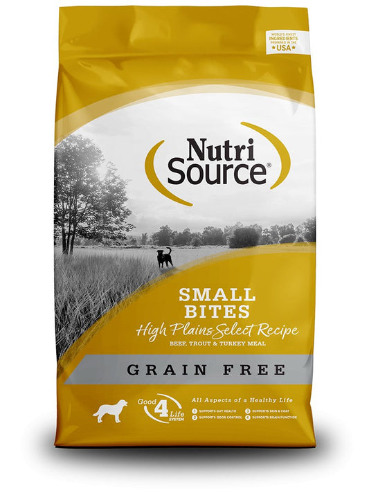 Nutrisource Grain Free Dry Dog Food 15lb Small Bites High Plains Beef & Trout