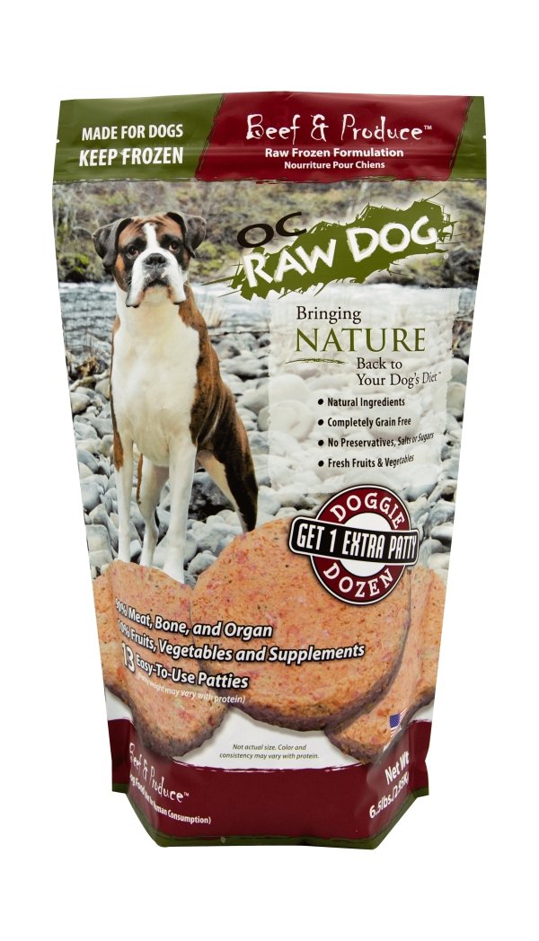 OC Raw Frozen Raw Dog Food 6lbs Patties Beef and Produce