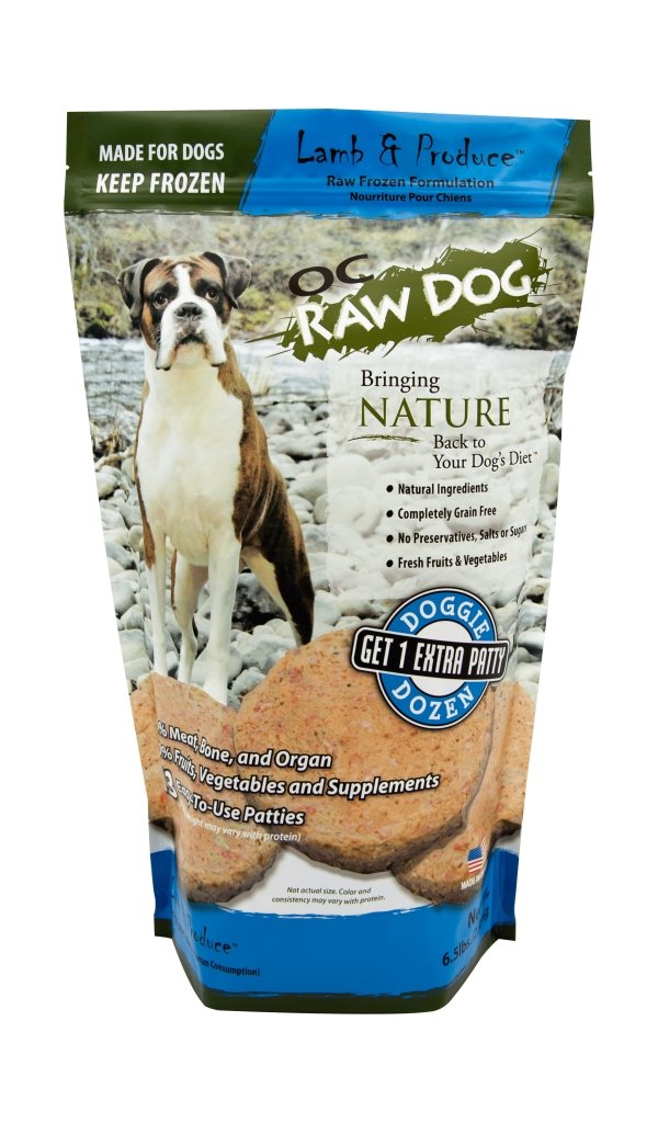 OC Raw Frozen Raw Dog Food 6lbs Patties Lamb and Produce