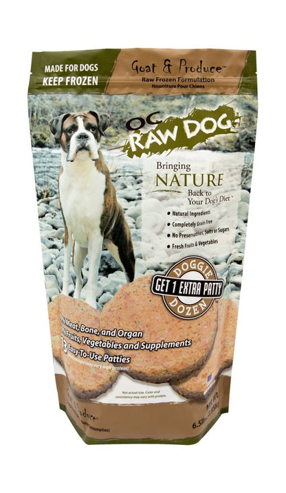 OC Raw Frozen Raw Dog Food 6lbs Patties Goat and Produce
