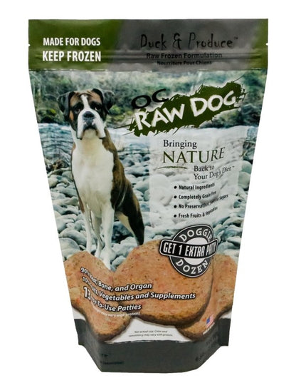 OC Raw Frozen Raw Dog Food 6lbs Patties Duck and Produce