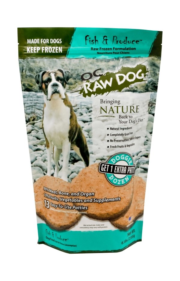 OC Raw Frozen Raw Dog Food 6lbs Patties Fish and Produce